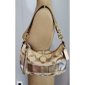 Coach Signature Stripe Convertible Hobo Crossbody Bag F19283